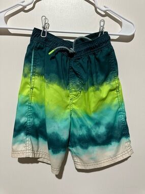 Cat & Jack Tie-Dye Swim Shorts - Teal, Lime & White